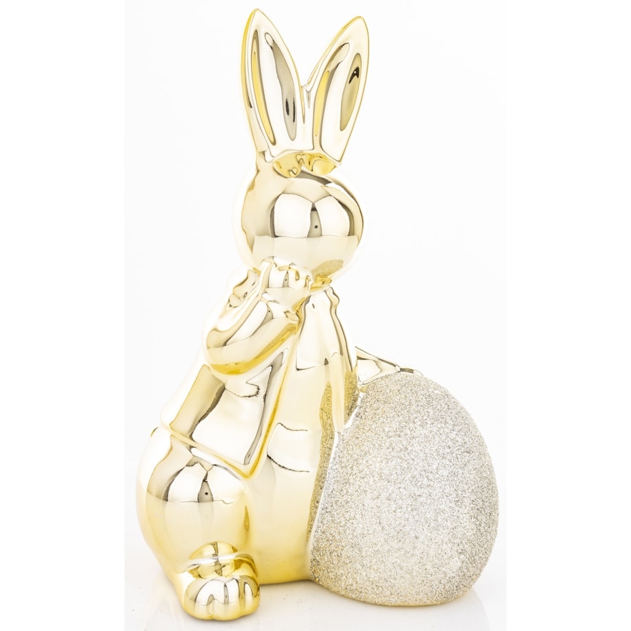 Dekoracja - złoty królik z jajkiem 18x10x11 cm