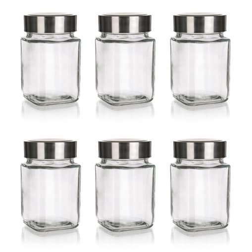 POJEMNIK SZKLANY SŁOIK MAŁY NA przyprawy 6 x 300 ml do szafki półki kuchni