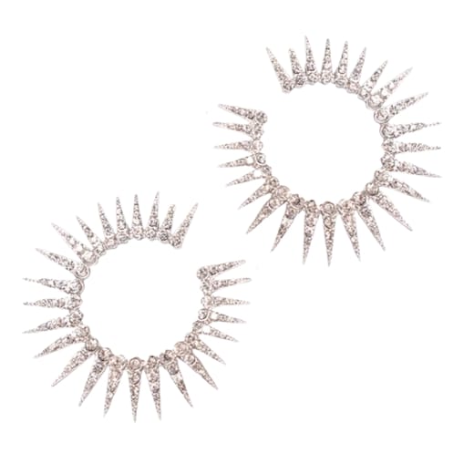 Okrągłe kolczyki z kolcami cyrkoniami efektowne słońca srebrne glamour