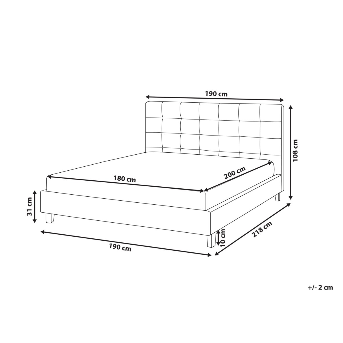Łóżko wodne tapicerowane 180 x 200 cm jasnoszare LA ROCHELLE