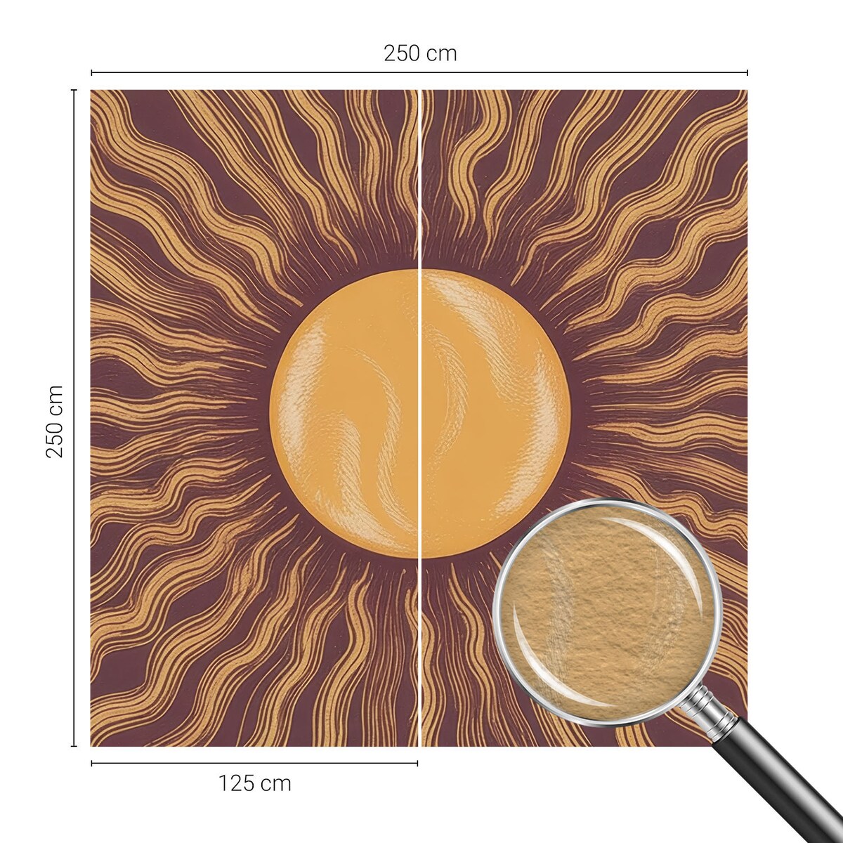 Fototapeta flizelinowa 250x250 cm - Słoneczne promienie, tapeta ścienna brązowa