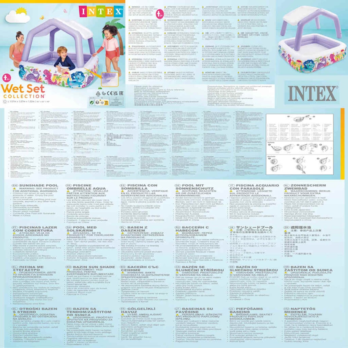 Intex Nadmuchiwany basenik z daszkiem, 157x157x122 cm