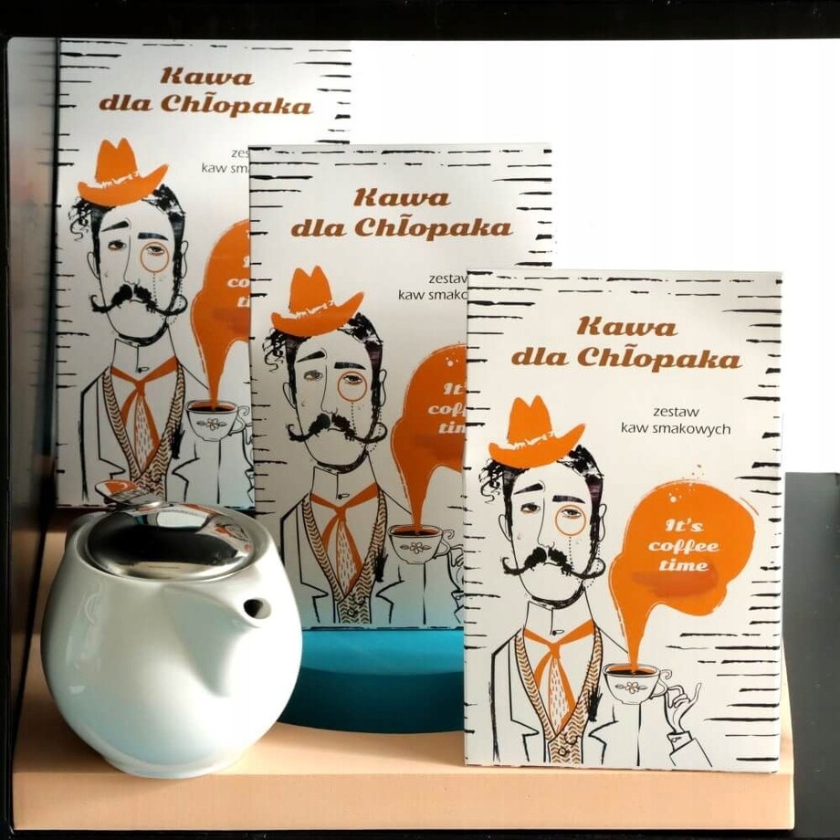 Zestaw 10 różnych kaw smakowych w saszetkach KAWA DLA CHŁOPAKA - box prezentowy upominkowy na Dzień Chłopaka urodziny dla faceta mężczyzny niego - prezent upominek