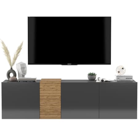 Wisząca Szafka RTV Komoda RTV Loft Grafit połysk 160 cm