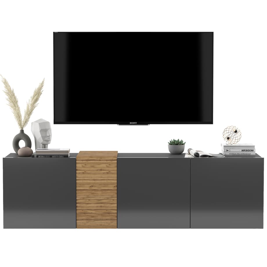 Wisząca Szafka RTV Komoda RTV Loft Grafit połysk 160 cm