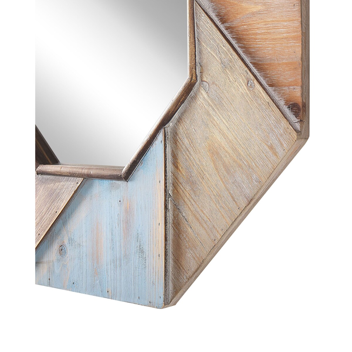 Drewniane ośmiokątne lustro ścienne 77 x 77 cm wielokolorowe MIRIO