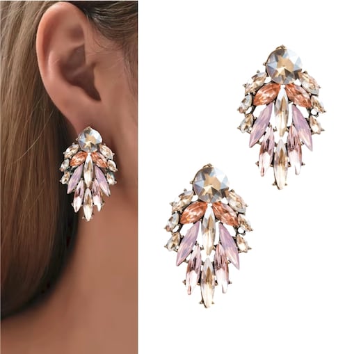 Kolczyki przy uchu krótkie 4,50cm cyrkonie szampańskie eleganckie złote