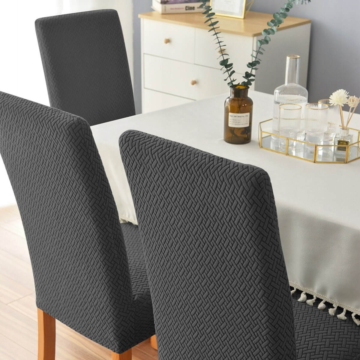 POKROWIEC NA KRZESŁO GRAFITOWY ŻAKARD ELASTYCZNY [10-Z1-GRF]