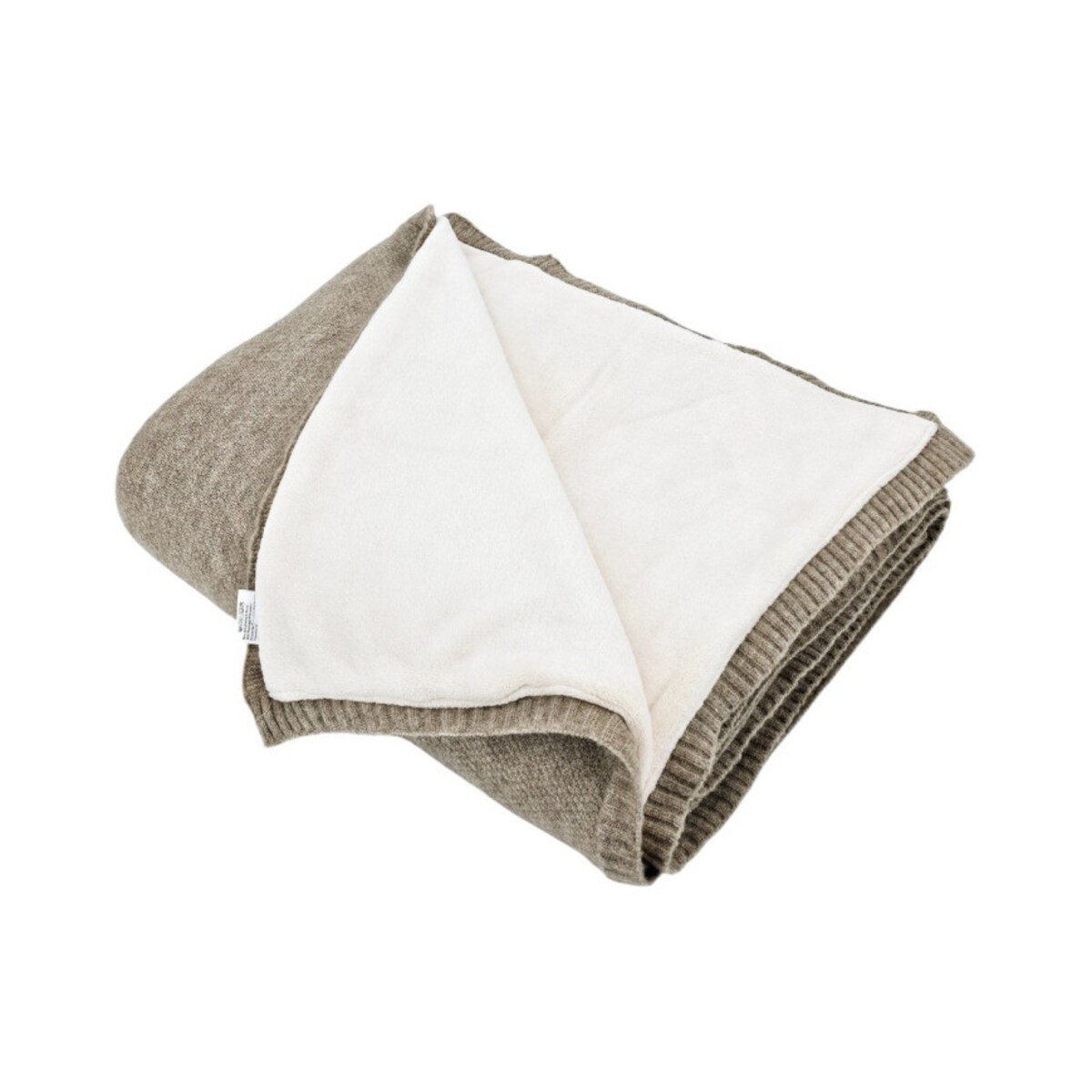 Koc dzianinowy z podszyciem futerkowym 150x200 cm – MILANO DUO TAUPE