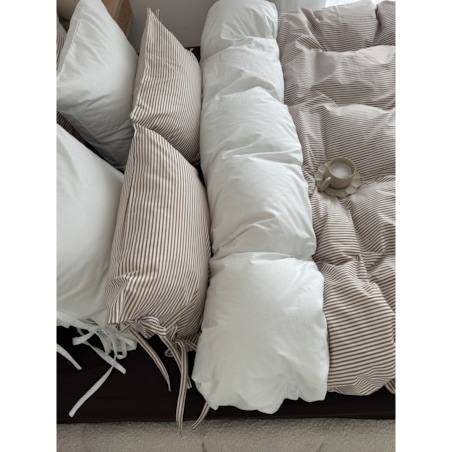 Pościel Bawełniana w Paski z Troczkami - Styl Japandi - 150x200
