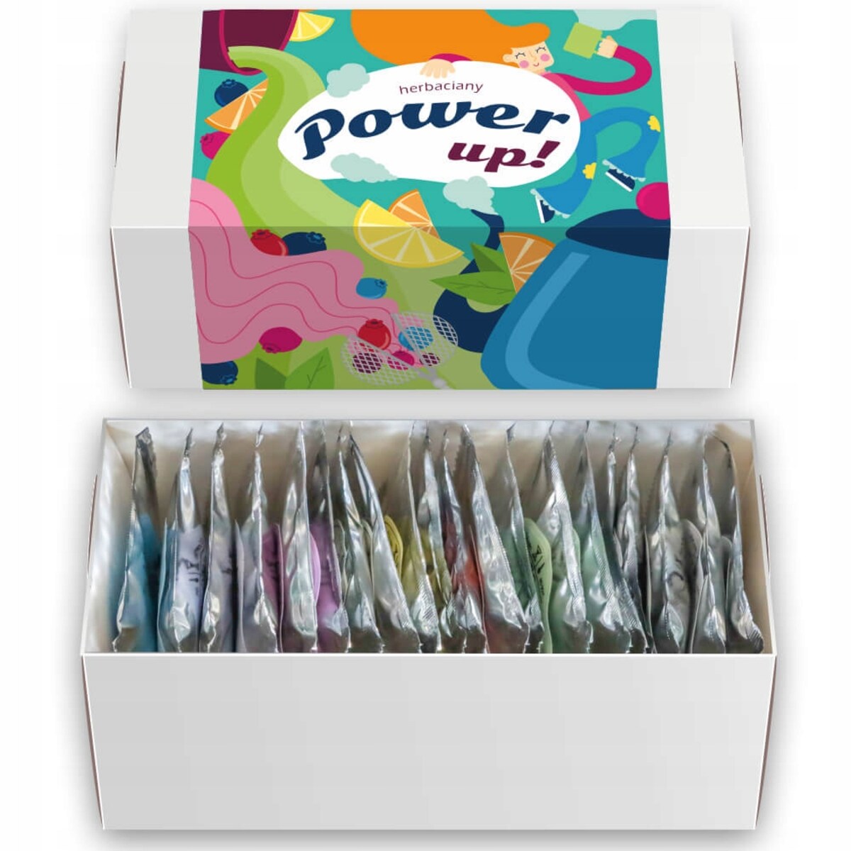 Box prezentowy upominkowy HERBACIANY POWER UP mix 20 różnych herbat sypanych na prezent upominek dla kobiety faceta mamy koleżanki żony babci niej