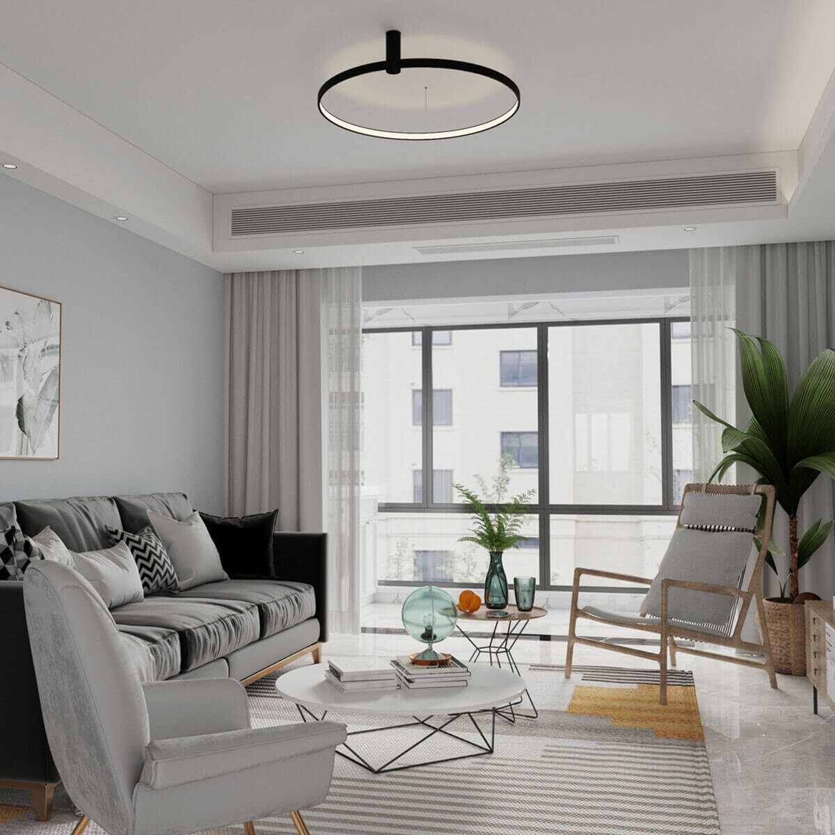 Loftowa lampa sufitowa RING LP-909/1C 4S BK Light Prestige LED 35W 4000K metalowa oprawa okrągła plafon czarny