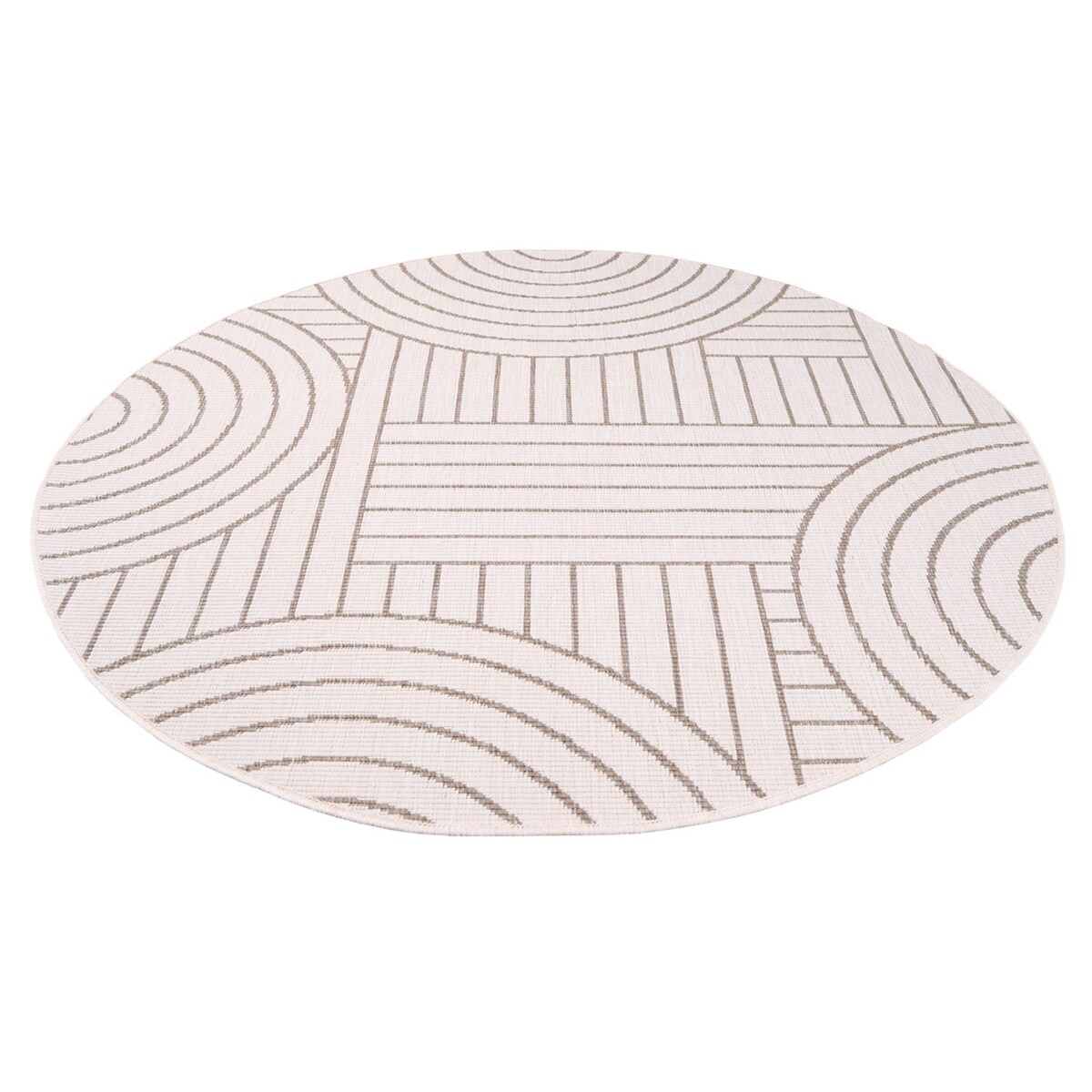 Funkcjonalny dywan okrągły na zewnątrz i do wnętrz, dwustronny DUO 58420 Krem 160x160