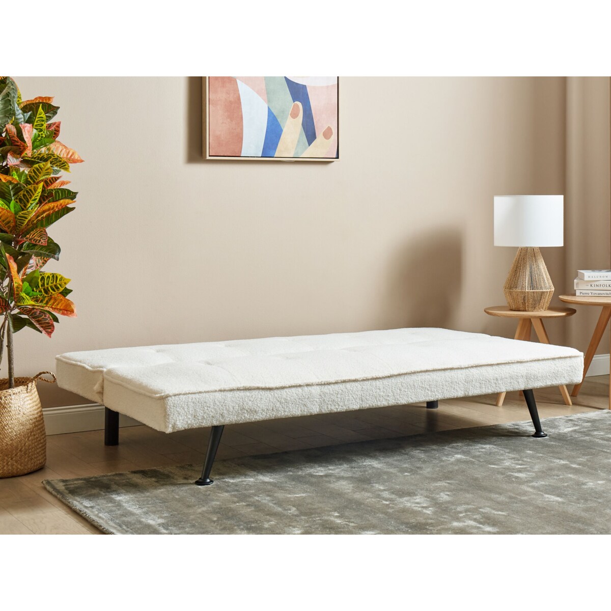 Sofa rozkładana boucle biała HASLE