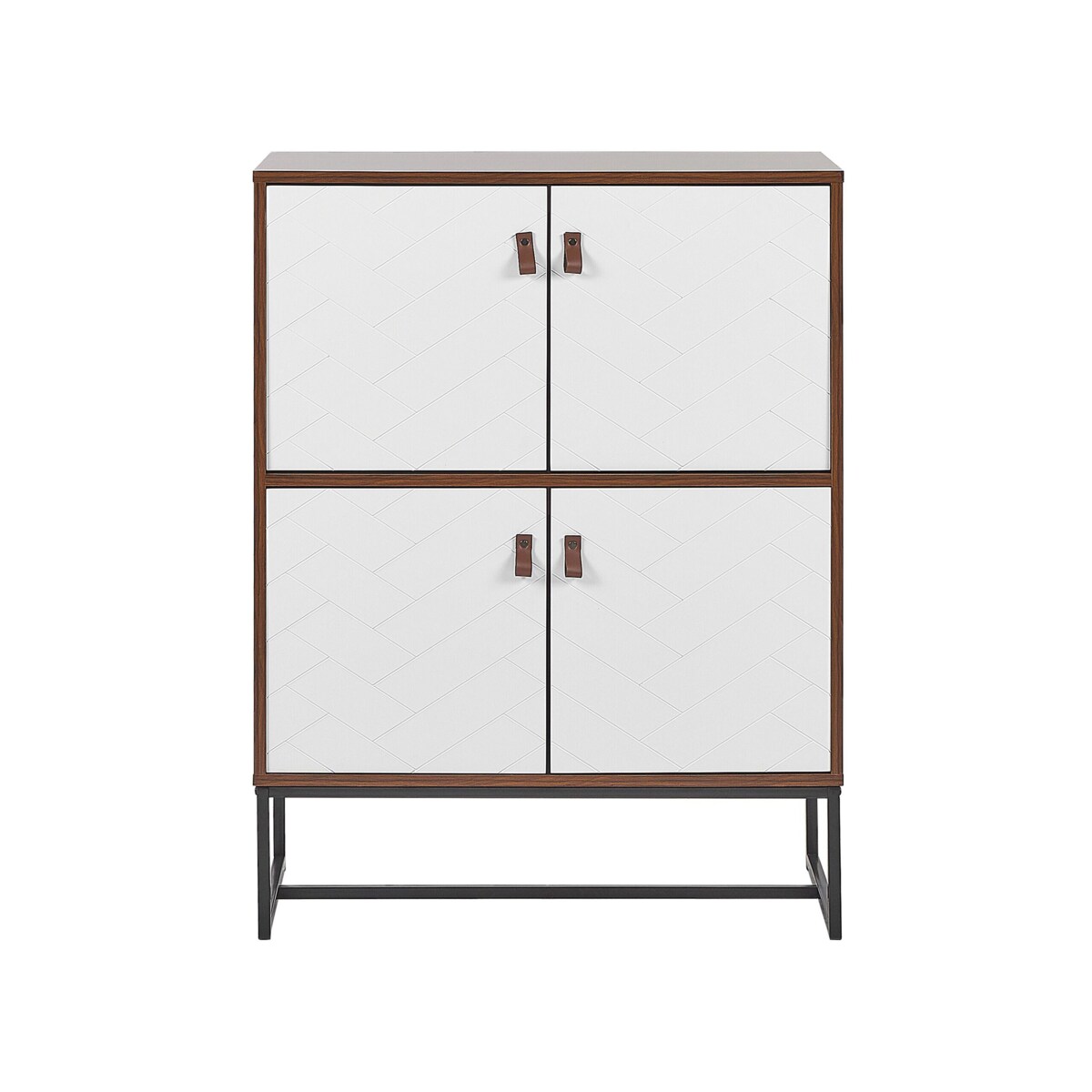 Szafka czterodrzwiowa ciemne drewno z białym NUEVA