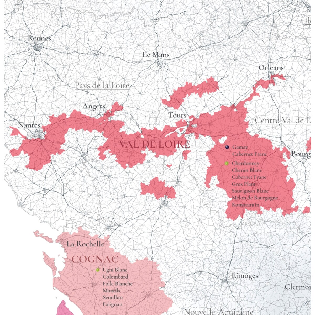 plakat FRANCJA regiony winiarskie 50x70cm