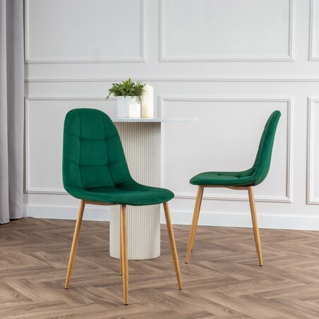 Krzesło tapicerowane do salonu jadalni welurowe pikowane nowoczesne zielone