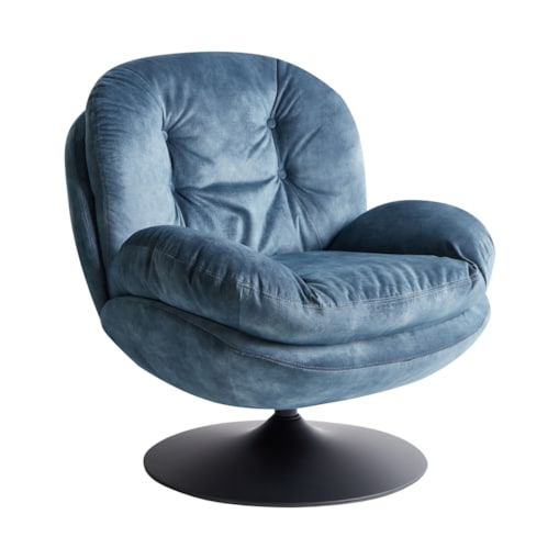 Fotel obrotowy NOLVIK Welur Ciemnoniebieski