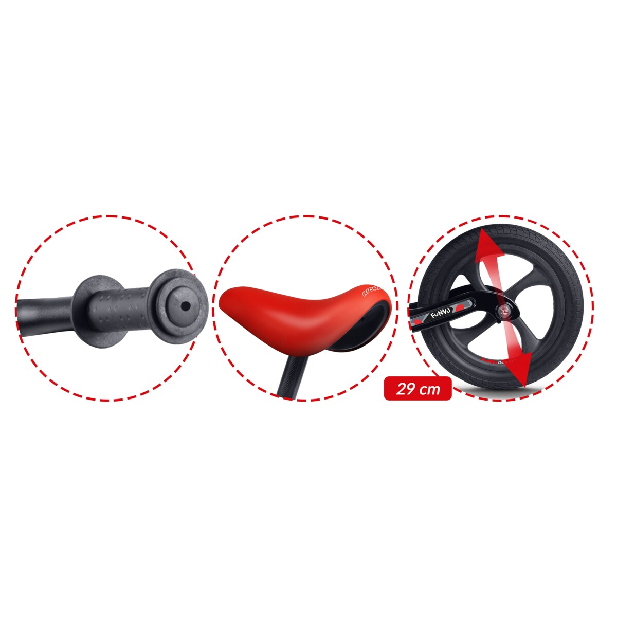 Rowerek biegowy dla dzieci magnesium Ricokids czarno-czerwony Funnu 760501