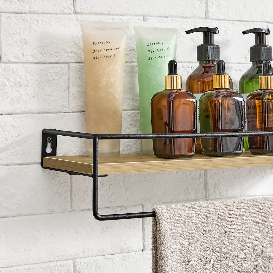 Półki 2 Sztuki, w stylu nowoczesnym dąb Artisan, czarny