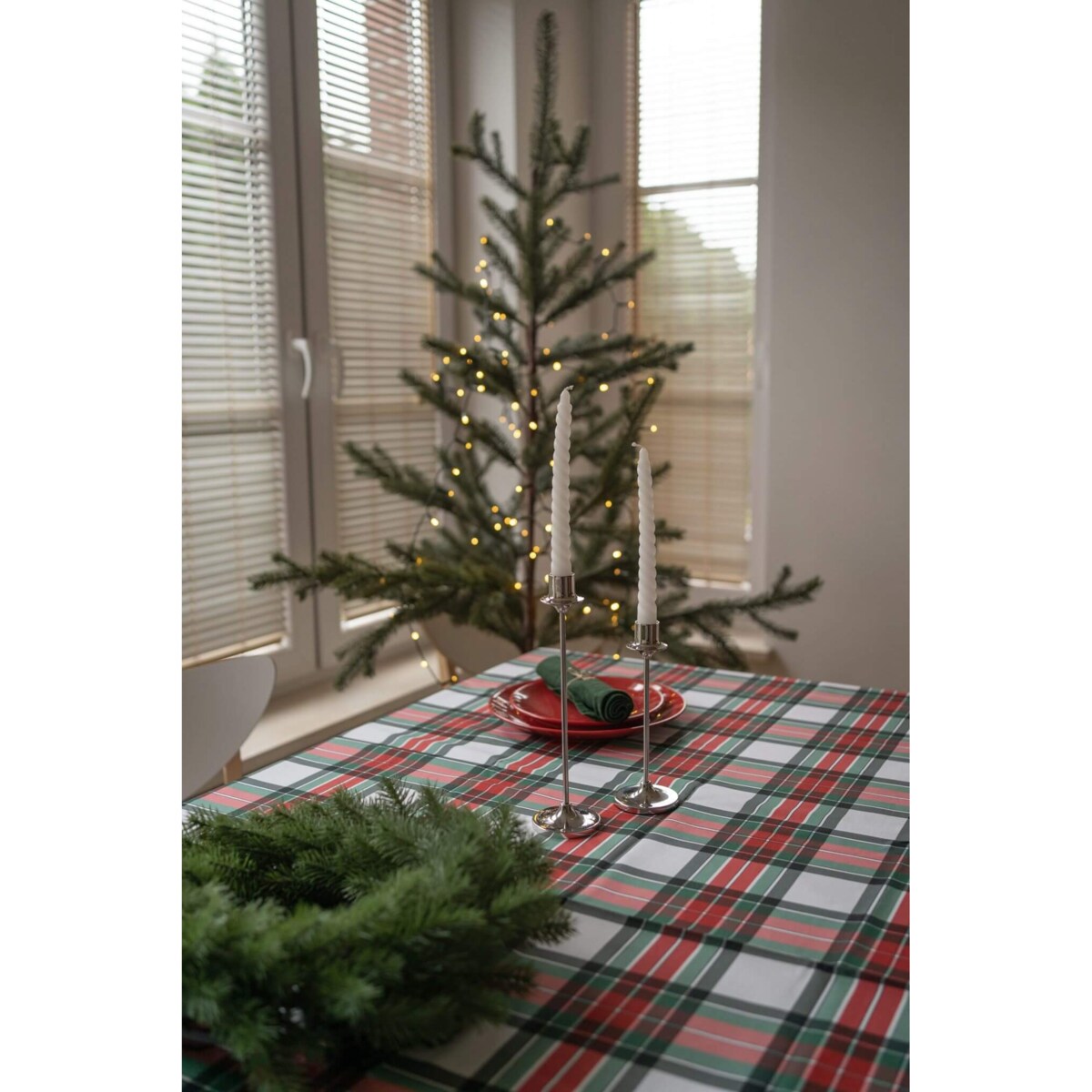 Obrus Świąteczna krata 150 x 250 cm