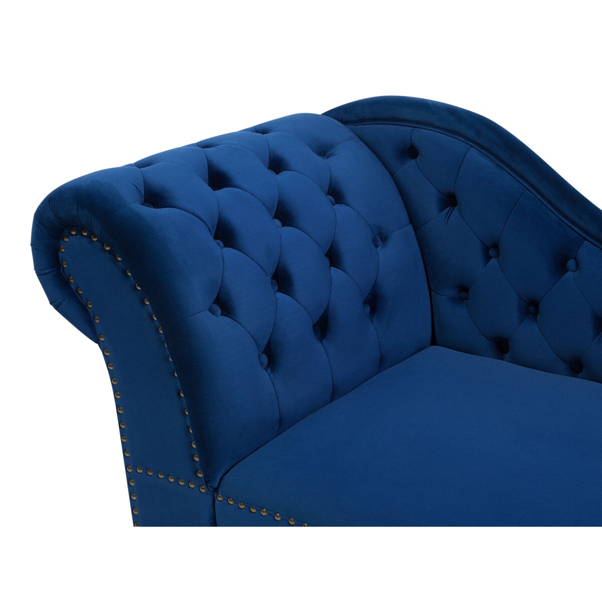 Szezlong welurowy lewostronny niebieski NIMES