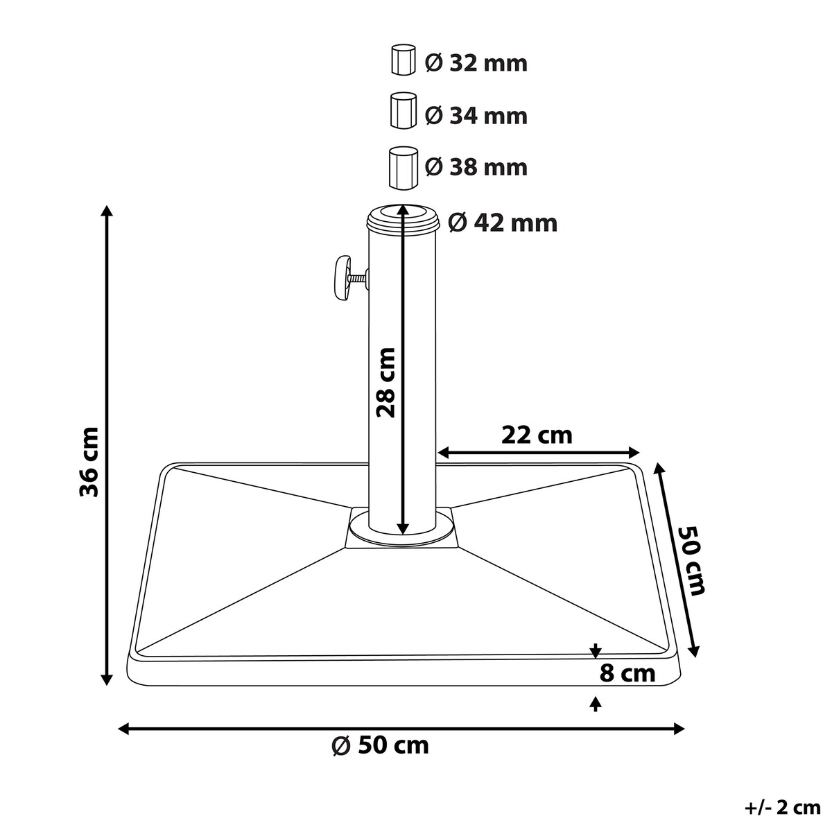 Podstawa do parasola CERVO Czarny Kwadratowy 25 kg