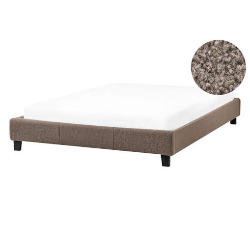 Łóżko bez zagłówka Boucle ROANNE 140 x 200 cm Beżowoszary