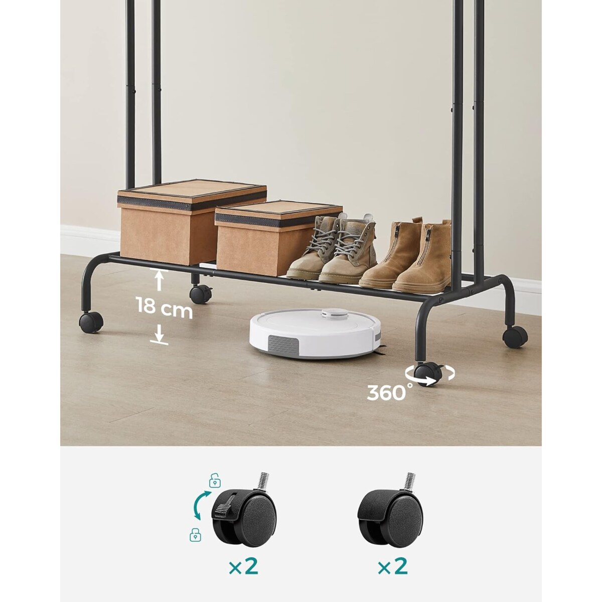 Wieszak Na Ubrania Na Kółkach 103,5X52,5X155 Cm