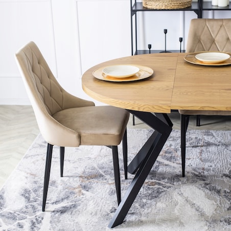 Krzesło Tapicerowane Welurowe Do Salonu Jadalni Loft Velvet Beżowe CORK