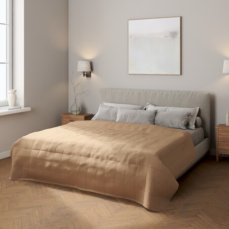 Narzuta pikowana w kratę 260x210 beżowy