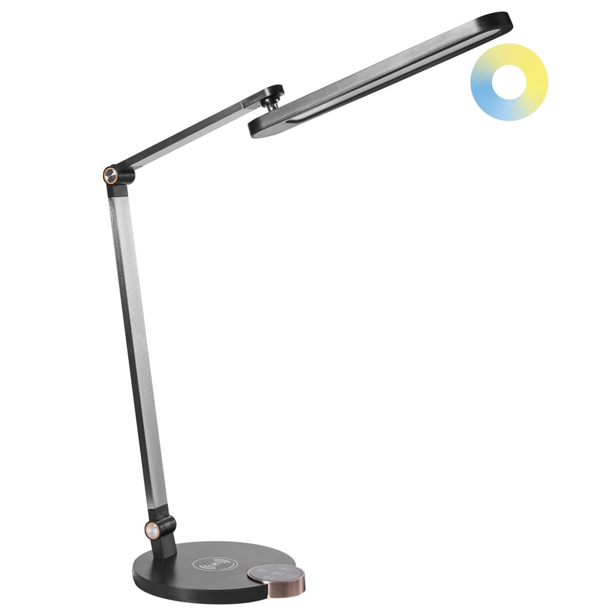 Lampa biurkowa LED CAROY Z ładowarką indukcyjną Czarny