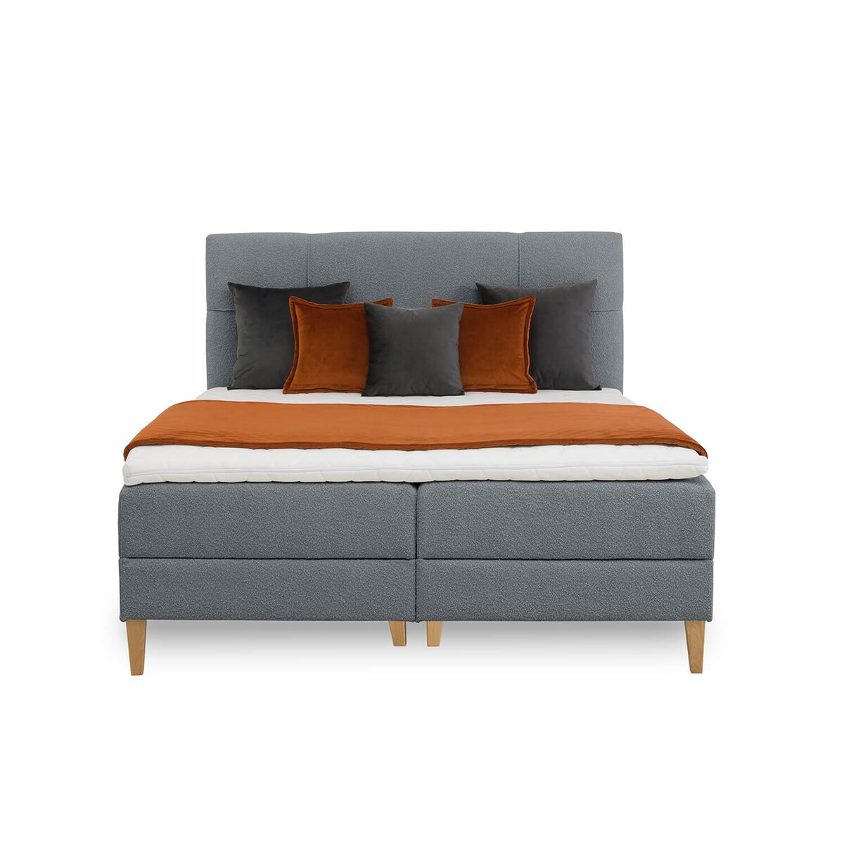 Łóżko kontynentalne EVERTON 160x200 z pojemnikiem, Stalowy, tkanina Baloo 2083