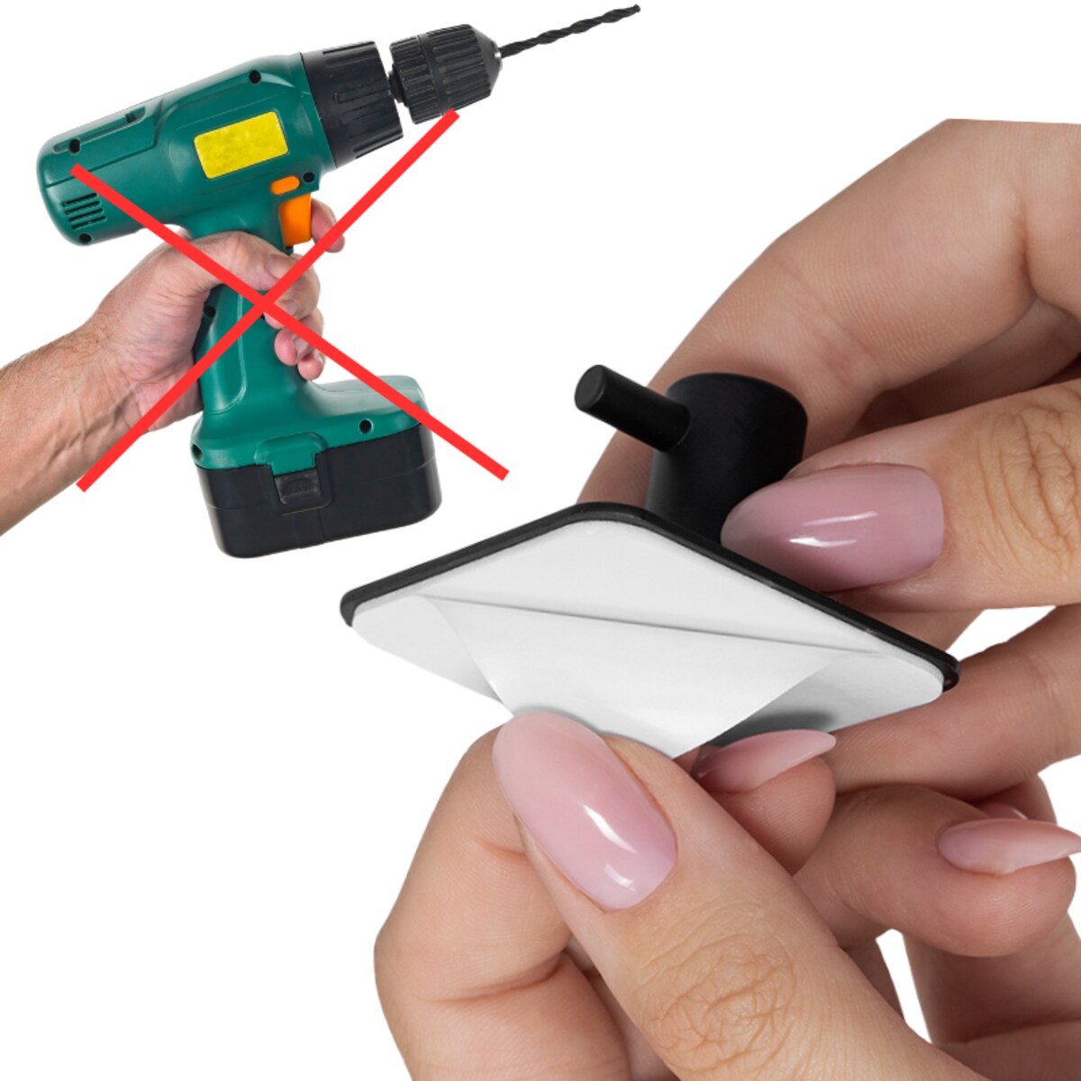 Wieszak ścienny samoprzylepny czarny komplet zestaw 4 szt.