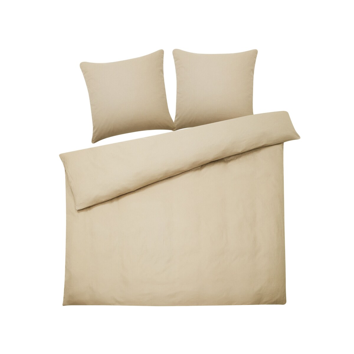 Komplet pościeli bawełnianej satynowej w paski 200 x 220 cm beżowy AVONDALE