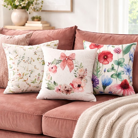 Dekoracyjna poszewka w kolorowe kwiaty 45x45
