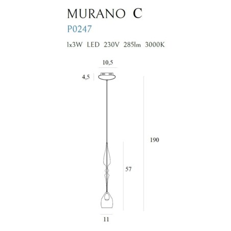 LAMPA wisząca MURANO C P0247 Maxlight szklana OPRAWA zwis LED 3W 3000K sopel przezroczysty