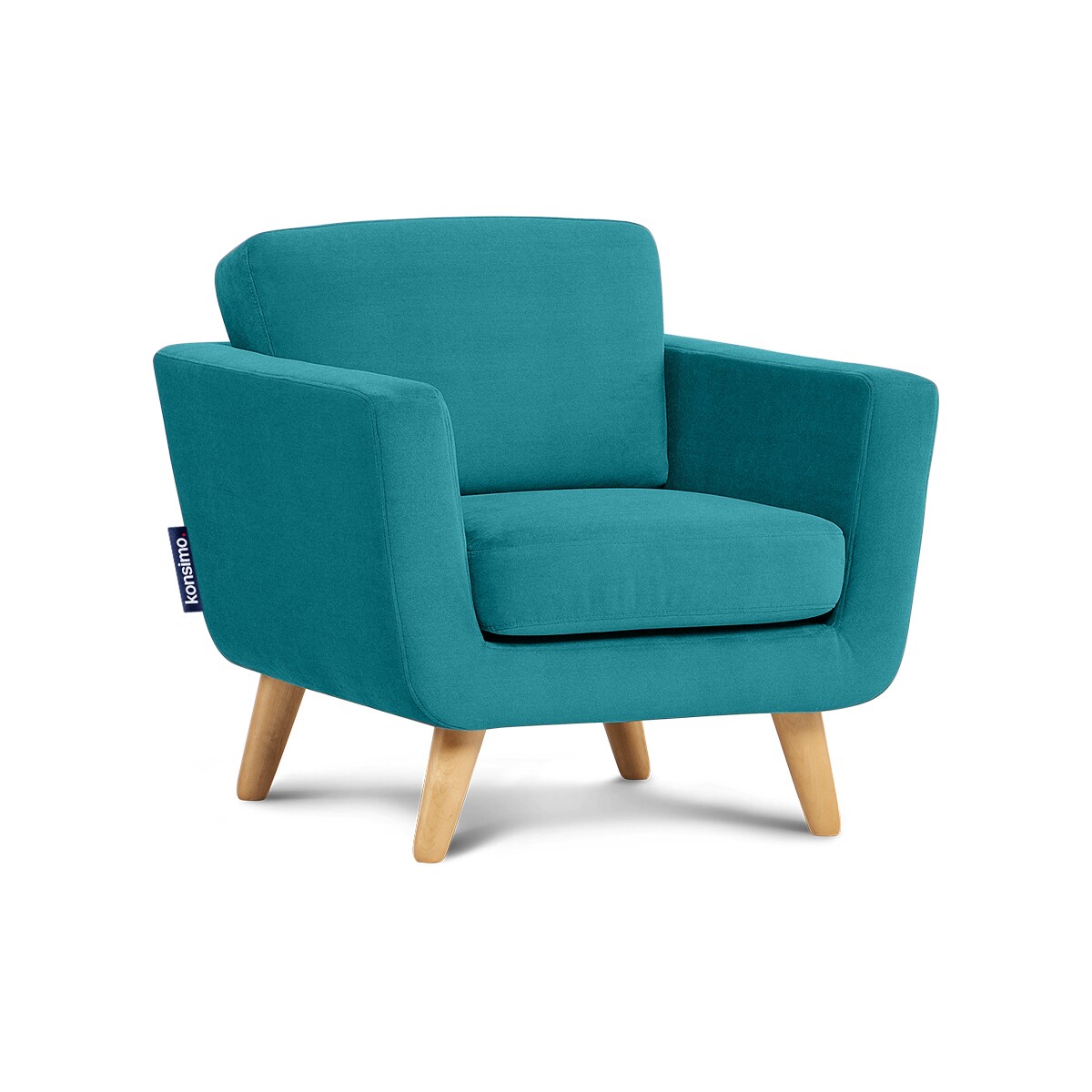 KONSIMO TAGIO Turkusowy fotel skandynawski