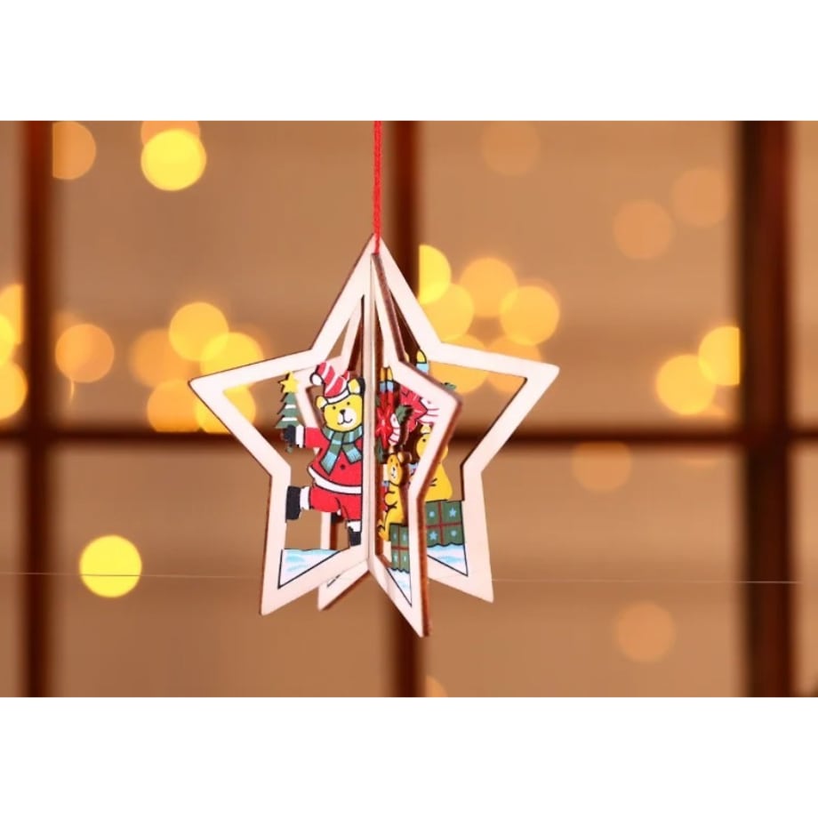 Bombki Na Choinkę Drewniane Ozdoba Do Stroika 1Szt