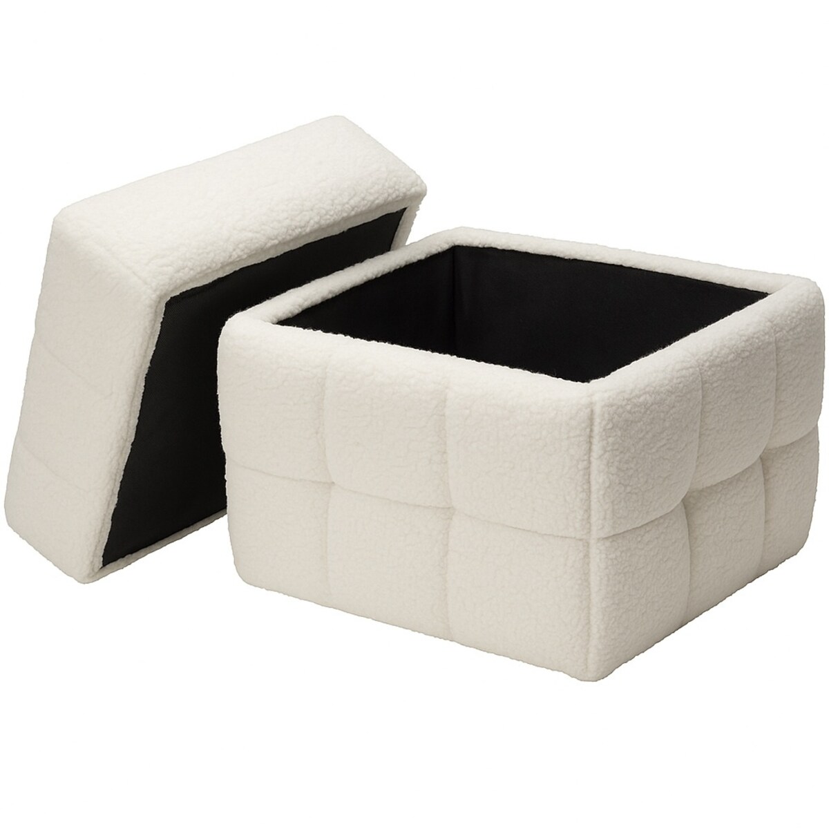 Pufa ze schowkiem kostka SQUARE, tapicerka baranek, 38 x 38 x 37 cm