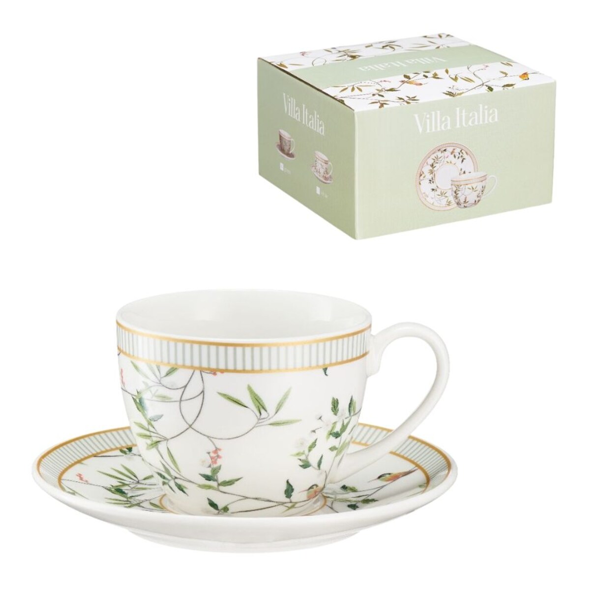 VILLA ITALIA Filiżanka ze spodkiem porcelanowa 240 ml NORIKO WHITE