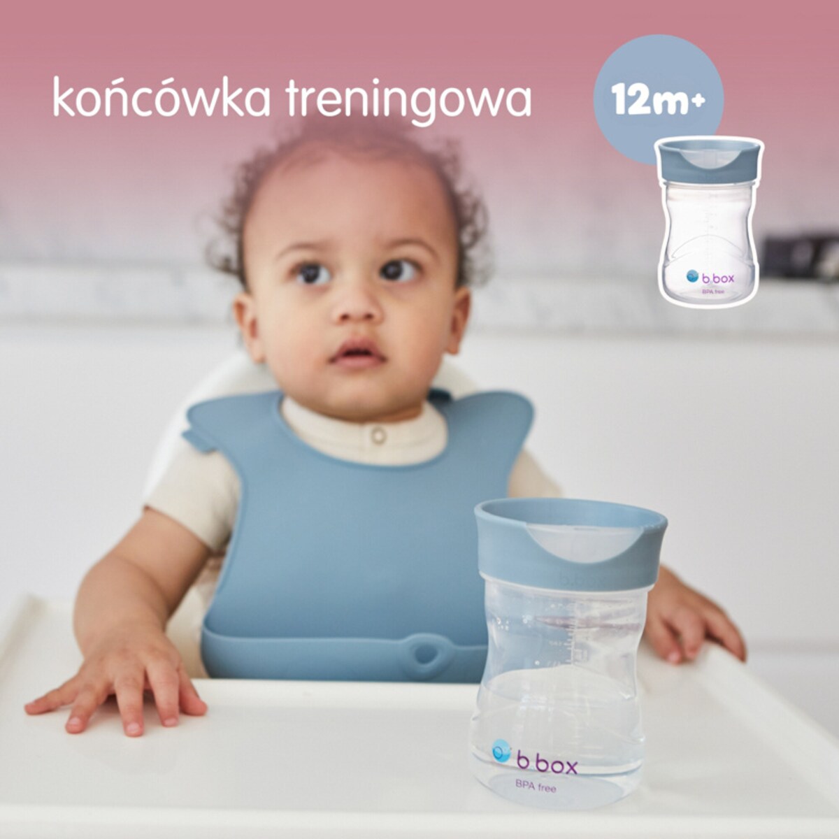 Zestaw 4w1 do nauki picia dla dziecka 240 ml od 3m+ do 12m+ błękitny b.box