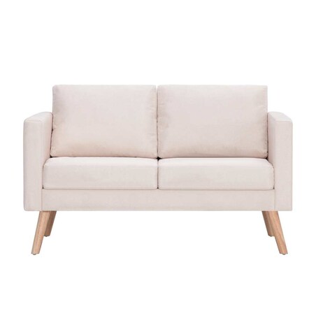 vidaXL Sofa 2-osobowa, materiałowa, kremowa