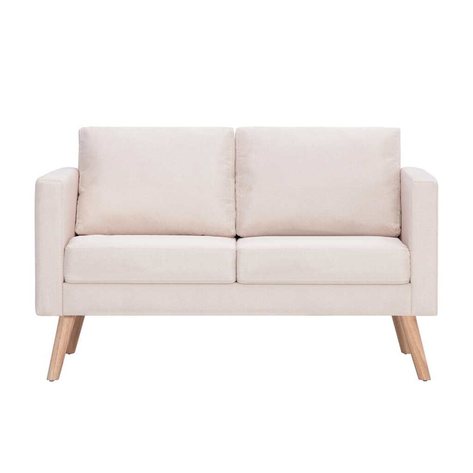 vidaXL Sofa 2-osobowa, materiałowa, kremowa