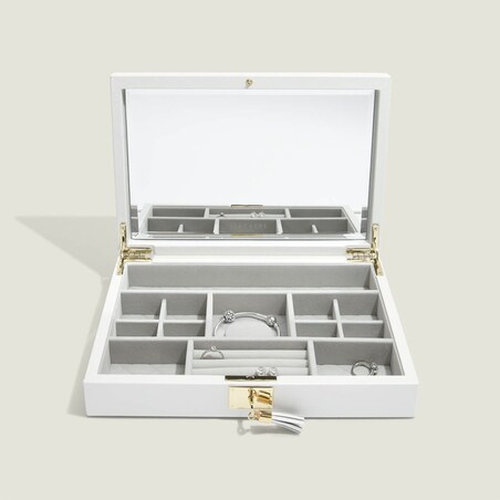 Szkatułka na biżuterię Loves Luxury biała z pokrywką i lusterkiem