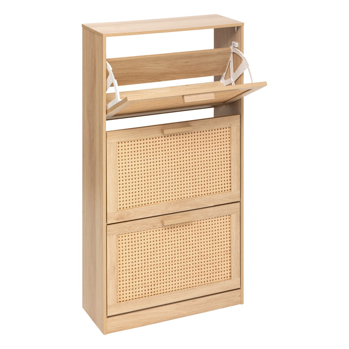 Szafka na buty wąska wysoka CANE, plecionka wiedeńska, 60 x 24 x 113 cm