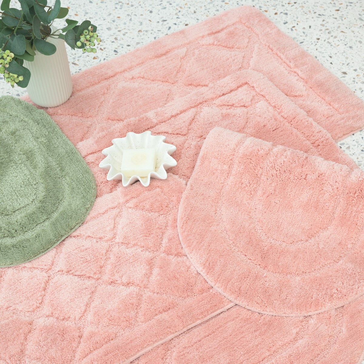 Zestaw 2szt Dywanik łazienkowy Soft 40x60 cm antypoślizgowy owalny różowy