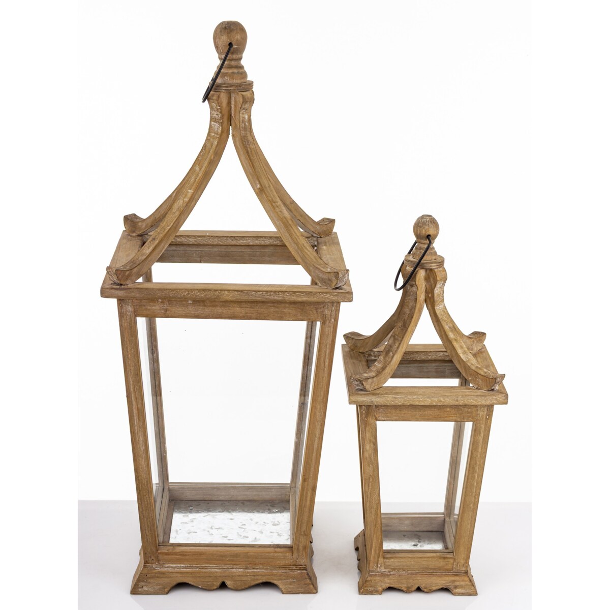 Lampion 2 szt. drewniany 74x28x28 cm i 52x18x18 cm BOSK