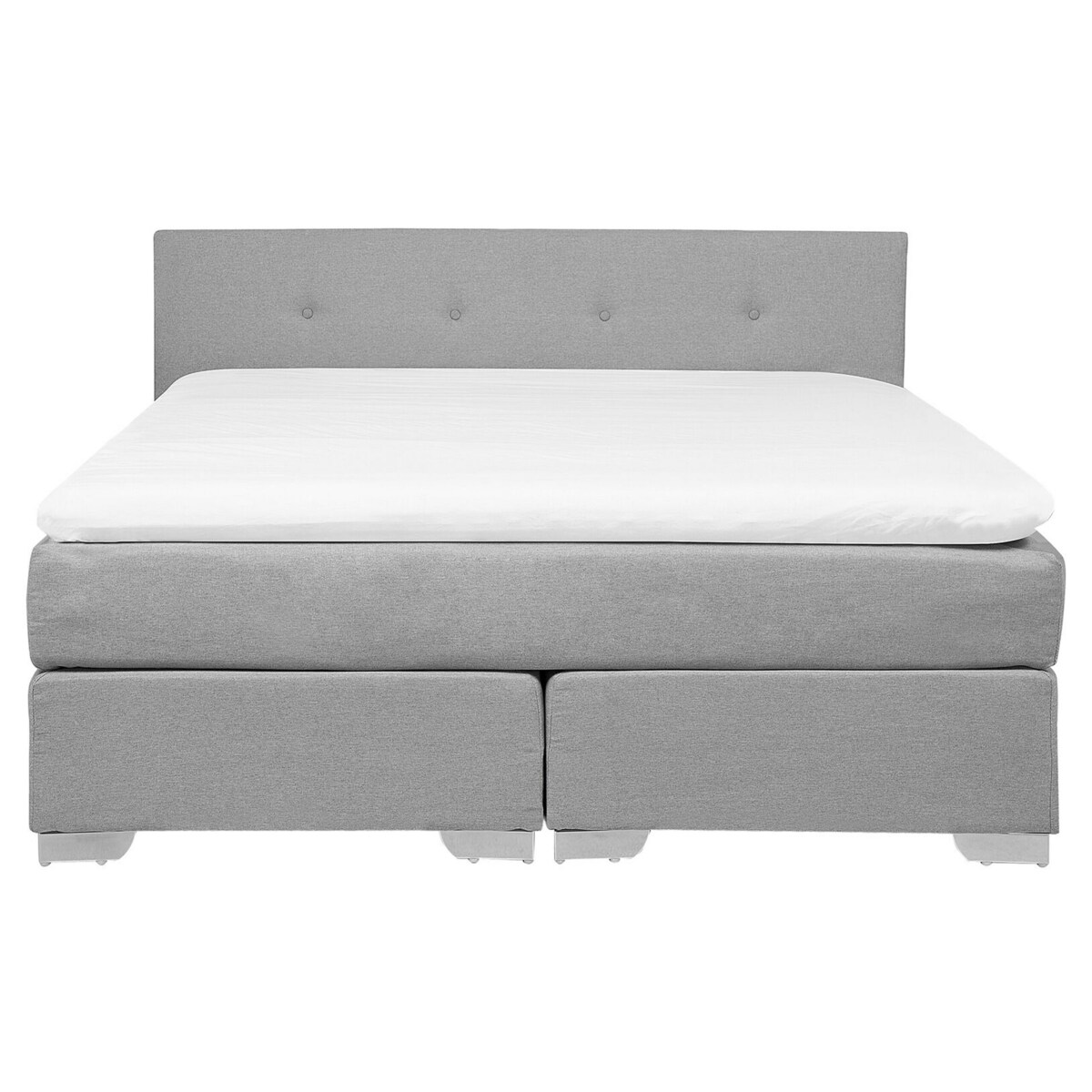 Łóżko kontynentalne tapicerowane 160 x 200 cm szare CONSUL