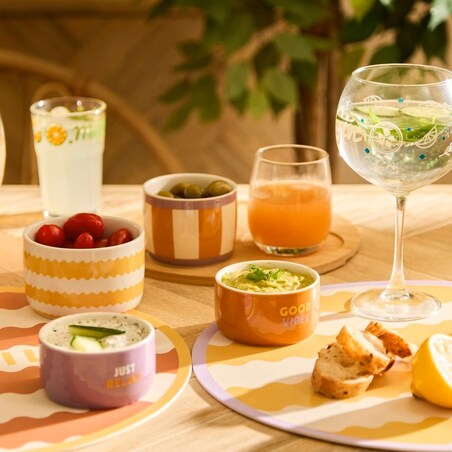 Zestaw do przekąsek: 4 miseczki + bambusowa taca, Poolside